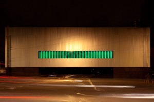 FaÃ§ade night view: green light