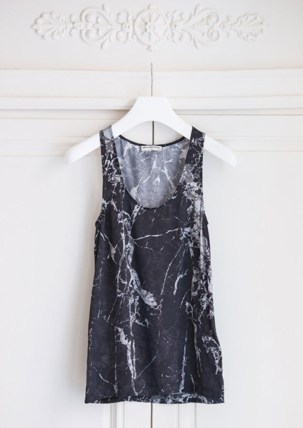 black marble silk print top/balenciaga
